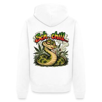 Chill – Bekiffte Schlange | Lustiges Stone Design - Unisex Premium Bio Zip Hoodie - Weiß - Hinten - Thijin (182cm)