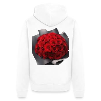 Scharlachroter Rosenstrauß - Unisex Premium Bio Zip Hoodie - Weiß - Hinten - Thijin (182cm)