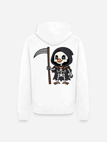 Niedliches Hühnerskelett Sensenmann Gruseliger Hahn - Unisex Premium Bio Zip Hoodie - Weiß