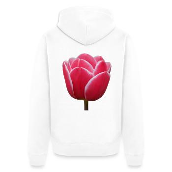 Rosa Tulpenblüte - Unisex Premium Bio Zip Hoodie - Weiß - Hinten - Thijin (182cm)
