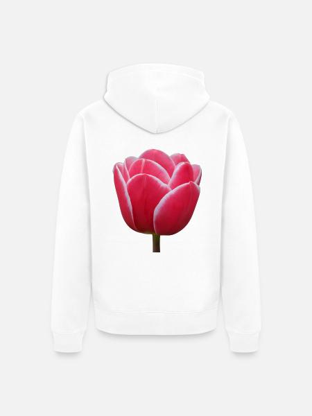 Rosa Tulpenblüte - Unisex Premium Bio Zip Hoodie - Weiß