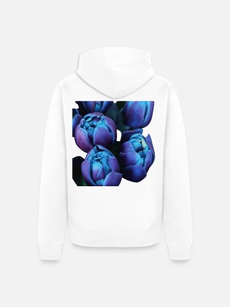 Indigo-Blüten-Tulpen - Unisex Premium Bio Zip Hoodie - Weiß