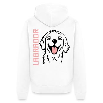 Glückliche Hunde Labrador - Unisex Premium Bio Zip Hoodie - Weiß - Hinten - Thijin (182cm)