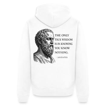 Sokrates' wahre Weisheit - Unisex Premium Bio Zip Hoodie - Weiß - Hinten - Thijin (182cm)
