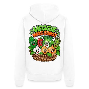 Veggie Was Sonst - Unisex Premium Bio Zip Hoodie - Weiß - Hinten - Thijin (182cm)