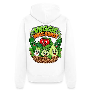 Veggie Was Sonst Gemüse - Unisex Premium Bio Zip Hoodie - Weiß - Hinten - Thijin (182cm)