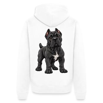 Cane Corso Kawaii Style – Süßer großer Hund - Unisex Premium Bio Zip Hoodie - Weiß - Hinten - Thijin (182cm)