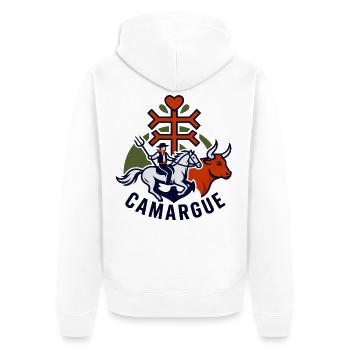Gardians Camargue Equestrian - Unisex Premium Bio Zip Hoodie - Weiß - Hinten - Thijin (182cm)