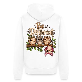 Süße Eulen Be different Eulenfans anders sein  - Unisex Premium Bio Zip Hoodie - Weiß - Hinten - Thijin (182cm)