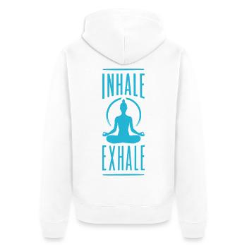 Inhale Exhale Yoga Meditation Spruch - Unisex Premium Bio Zip Hoodie - Weiß - Hinten - Thijin (182cm)