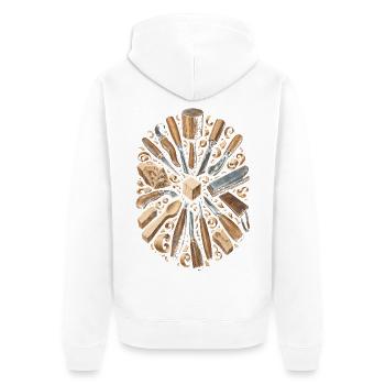 Holzschnitzerei Schnitzen Holzschnitzen - Unisex Premium Bio Zip Hoodie - Weiß - Hinten - Thijin (182cm)