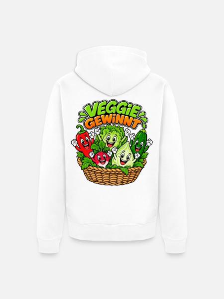 Veggie Gewinnt: Bunte Gemüsefreude - Unisex Premium Bio Zip Hoodie - Weiß