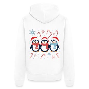 Drei Pinguine Weihnachten Süß - Unisex Premium Bio Zip Hoodie - Weiß - Hinten - Thijin (182cm)