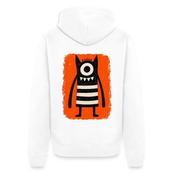 Einäugiges Monster | Skurrile Folk Art Illustratio - Unisex Premium Bio Zip Hoodie - Weiß - Hinten - Thijin (182cm)