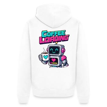 Kaffee lädt Retro Robot 80er Gaming - Unisex Premium Bio Zip Hoodie - Weiß - Hinten - Thijin (182cm)