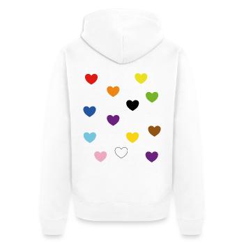 Rainbow Hearts – Inklusive Pride-Farben - Unisex Premium Bio Zip Hoodie - Weiß - Hinten - Thijin (182cm)
