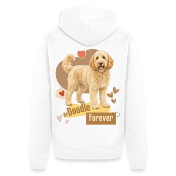 Doodle Hund Forever Herzchen - Unisex Premium Bio Zip Hoodie - Weiß - Hinten - Thijin (182cm)