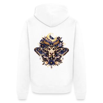 Mondblauer Nachtfalter mit Juwelen - Unisex Premium Bio Zip Hoodie - Weiß - Hinten - Thijin (182cm)
