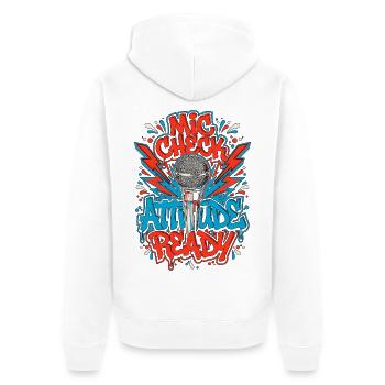 Vocalist Mic Check Attitude Ready Vocal Coach - Unisex Premium Bio Zip Hoodie - Weiß - Hinten - Thijin (182cm)
