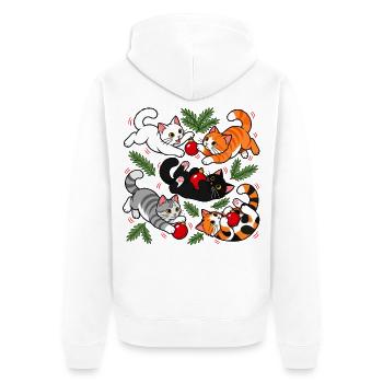 Weihnachtskatzen-Chaos - Unisex Premium Bio Zip Hoodie - Weiß - Hinten - Thijin (182cm)