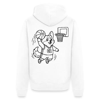 Niedliche Corgi-Basketballspieler-Übersicht - Unisex Premium Bio Zip Hoodie - Weiß - Hinten - Thijin (182cm)