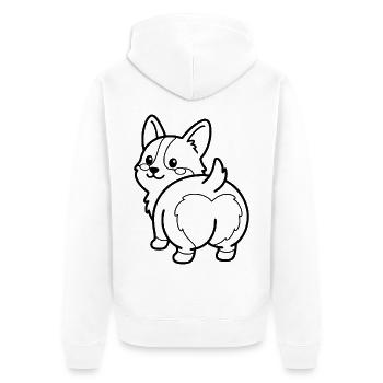 Niedliche Corgi-Po-Umrissung Lustige Hundeliebhaber-Ästhetik - Unisex Premium Bio Zip Hoodie - Weiß - Hinten - Thijin (182cm)