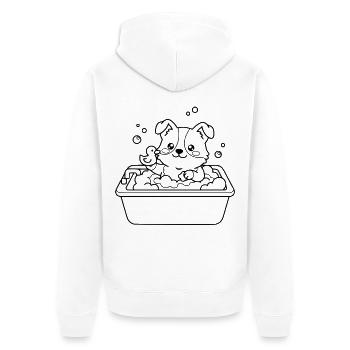 Niedliche Corgi-Hundebadzeit Schaumbad-Linienkunst - Unisex Premium Bio Zip Hoodie - Weiß - Hinten - Thijin (182cm)