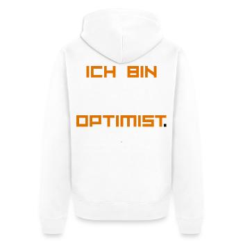 ICH_BIN_OPTIMIST-_ Part 1 - Unisex Premium Bio Zip Hoodie - Weiß - Hinten - Thijin (182cm)