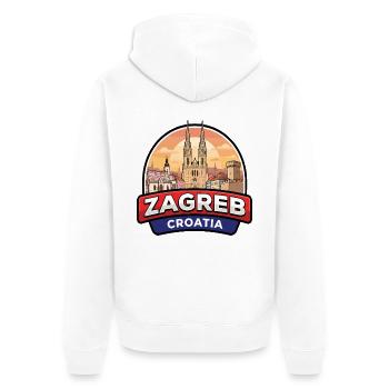 Zagreb Kroatien Reiseabzeichen St. Marks-Kirche Geschenk - Unisex Premium Bio Zip Hoodie - Weiß - Hinten - Thijin (182cm)