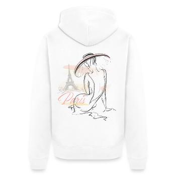 Paris France Elegant Fashion Eiffelturm Skizze  - Unisex Premium Bio Zip Hoodie - Weiß - Hinten - Thijin (182cm)