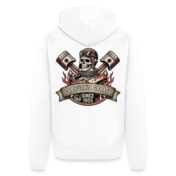 Rockabilly California Garage Skull Racing - Unisex Premium Bio Zip Hoodie - Weiß - Hinten - Thijin (182cm)