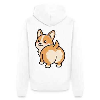 Süßer Corgi-Po Kawaii Fluffy Dog Heart Po Geschenk - Unisex Premium Bio Zip Hoodie - Weiß - Hinten - Thijin (182cm)