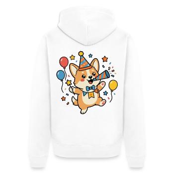 Süßes Corgi-Geburtstags-Hundeliebhaber-Geburtstagsparty-Outfit - Unisex Premium Bio Zip Hoodie - Weiß - Hinten - Thijin (182cm)