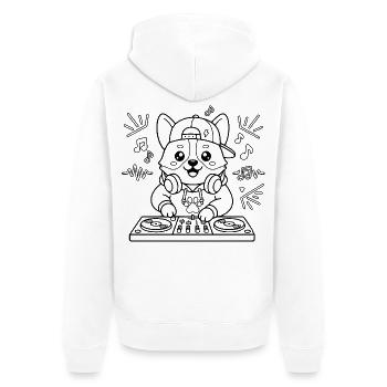 Niedliche Corgi-DJ-Musik-Gliederung Lustiges Hundeliebhaber-Geschenk - Unisex Premium Bio Zip Hoodie - Weiß - Hinten - Thijin (182cm)