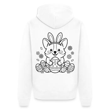 Niedlicher Corgi mit Kaninchenohren Easter Egg-Übersicht - Unisex Premium Bio Zip Hoodie - Weiß - Hinten - Thijin (182cm)