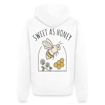 Süß wie Honig Bienenmotiv - Unisex Premium Bio Zip Hoodie - Weiß - Hinten - Thijin (182cm)