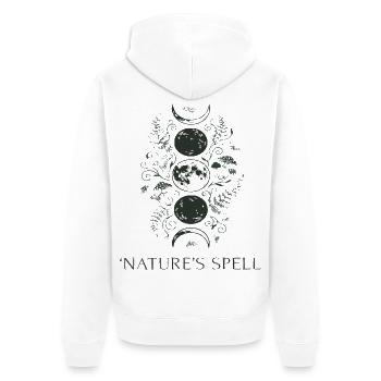 Naturzauber Mondkreis - Unisex Premium Bio Zip Hoodie - Weiß - Hinten - Thijin (182cm)