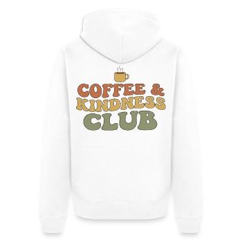 Kaffee & Freundlichkeit Club - Unisex Premium Bio Zip Hoodie - Weiß - Hinten - Thijin (182cm)