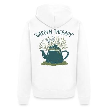 Garten Therapie Teekanne - Unisex Premium Bio Zip Hoodie - Weiß - Hinten - Thijin (182cm)