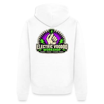 ELEKTRISCHES VOODOO | Streicher · Funken · Seltsamer Klang - Unisex Premium Bio Zip Hoodie - Weiß - Hinten - Thijin (182cm)