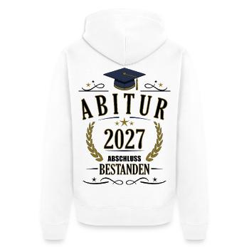 Abitur 2027 - Unisex Premium Bio Zip Hoodie - Weiß - Hinten - Thijin (182cm)