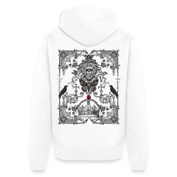 Gotisch Kronen Schädel Nachtfalter - Unisex Premium Bio Zip Hoodie - Weiß - Hinten - Thijin (182cm)