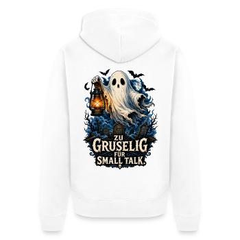 Geist mit Laterne – Gruselige Nacht - Unisex Premium Bio Zip Hoodie - Weiß - Hinten - Thijin (182cm)