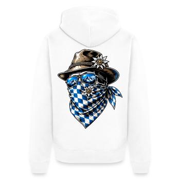 Bayerischer Gangster Oktober Edelweiß Fest - Unisex Premium Bio Zip Hoodie - Weiß - Hinten - Thijin (182cm)