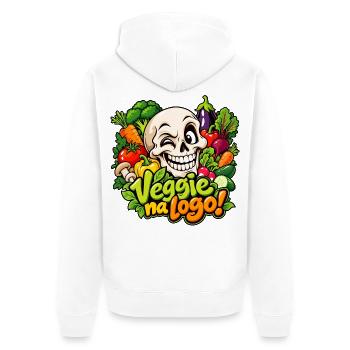 Lustiger Veggie Skull - Unisex Premium Bio Zip Hoodie - Weiß - Hinten - Thijin (182cm)
