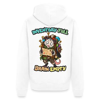 Inventar voller Gehirnleerer Opossumspieler - Unisex Premium Bio Zip Hoodie - Weiß - Hinten - Thijin (182cm)