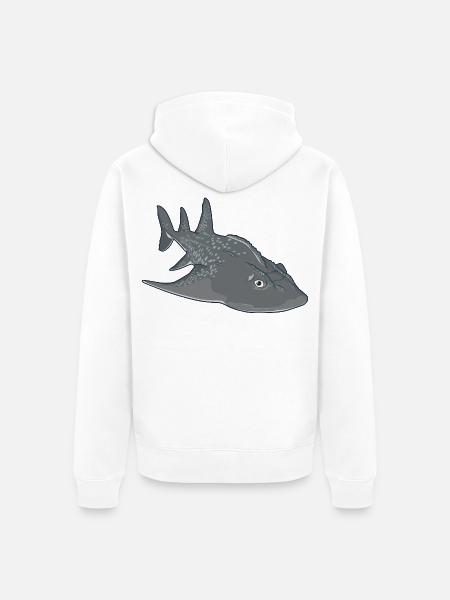 Bowmouth-Gitarrenrochen Cartoon-Stil - Unisex Premium Bio Zip Hoodie - Weiß