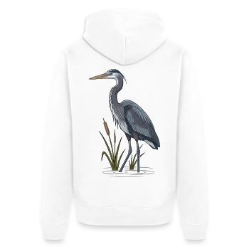 Blaureiher Sumpf Rohrkolben - Unisex Premium Bio Zip Hoodie - Weiß - Hinten - Thijin (182cm)