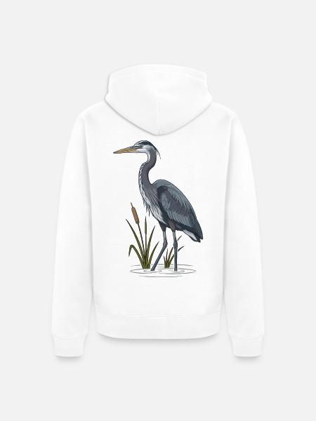 Blaureiher Sumpf Rohrkolben - Unisex Premium Bio Zip Hoodie - Weiß