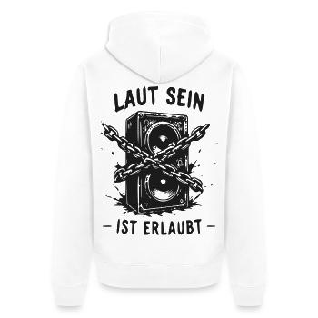 Laut Sein Ist Erlaubt Speaker Chains - Unisex Premium Bio Zip Hoodie - Weiß - Hinten - Thijin (182cm)